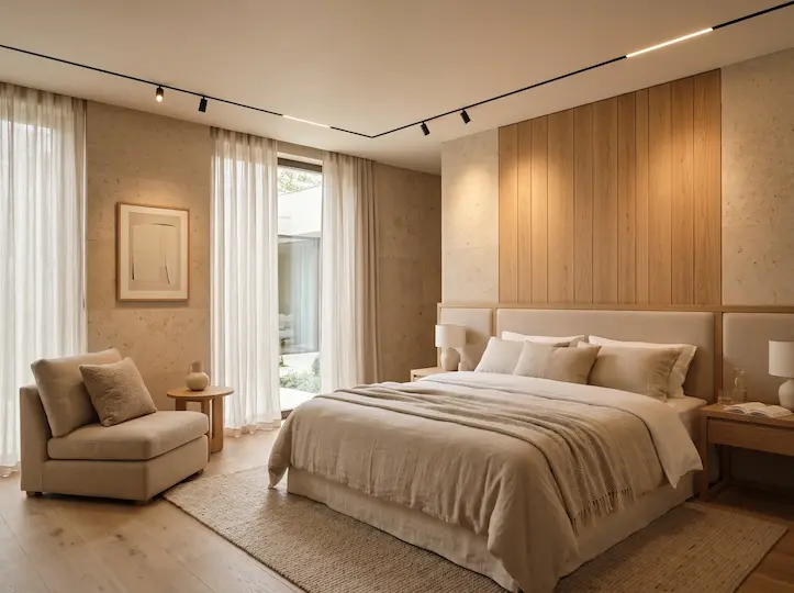 hotel guest room with warm architectural lighting and 48V magnetic track lighting (2) hotel guest room with warm architectural lighting and 48V magnetic track lighting (2)