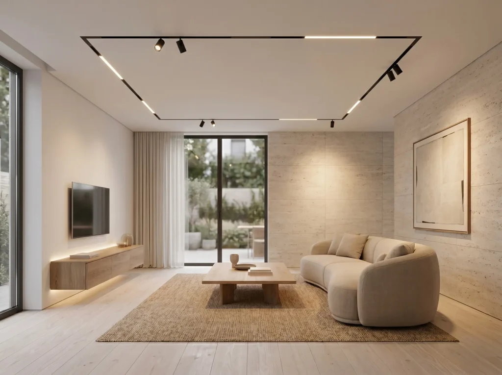 living room interior track lighting magnetic track lighting for modern living room with spotlights and linear modules
