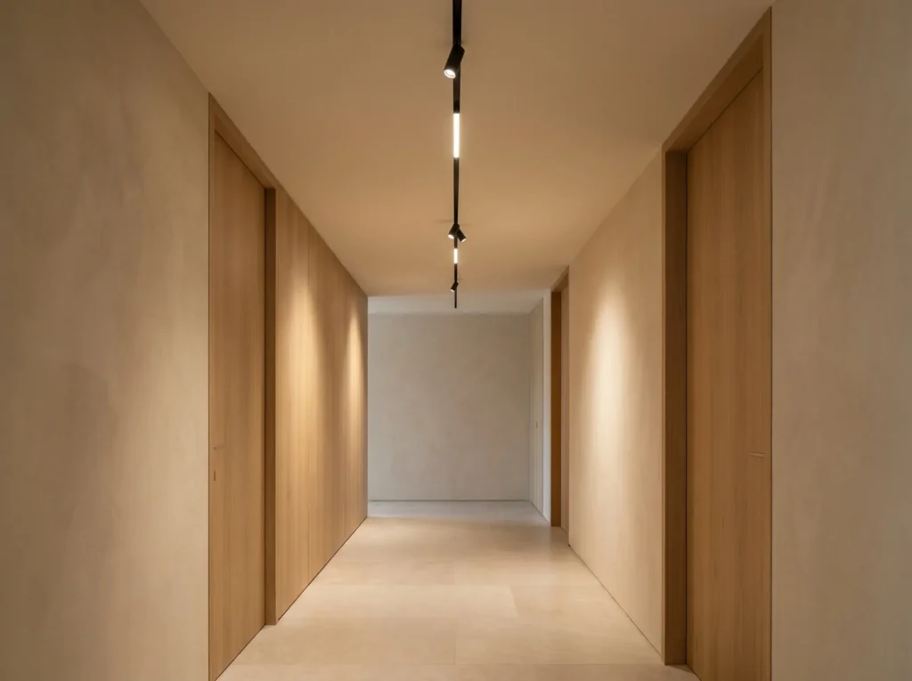 minimalist corridor with track lighting magnetic track lighting for modern corridor and hallway lighting