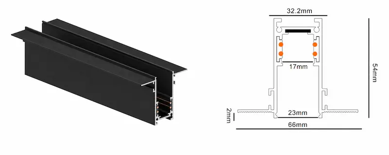 M20B magnetic track profile — Trimless Recessed