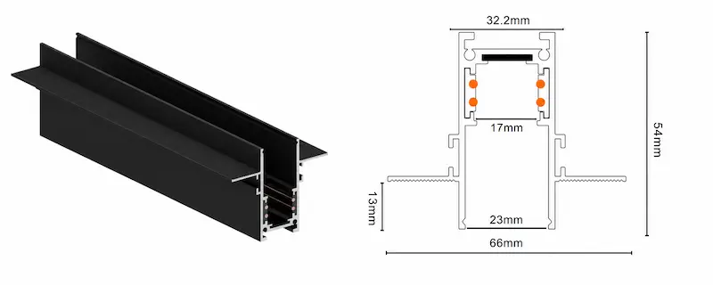 M20C magnetic track profile — Trimless 12 mm Clip-In