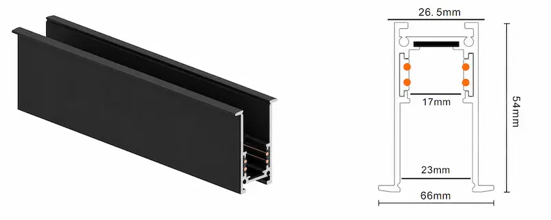 M20D magnetic track profile — Recessed with Frame